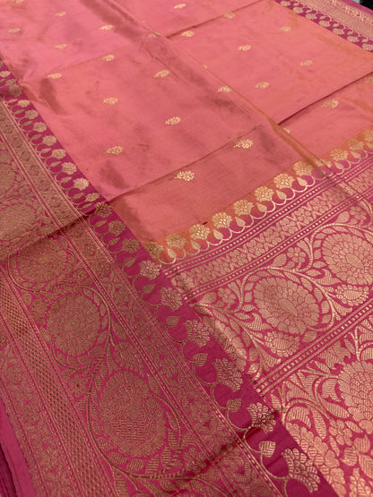Silk Mark Certified Banarasi Saree in Pastel Pink - Indian Wedding Saree.