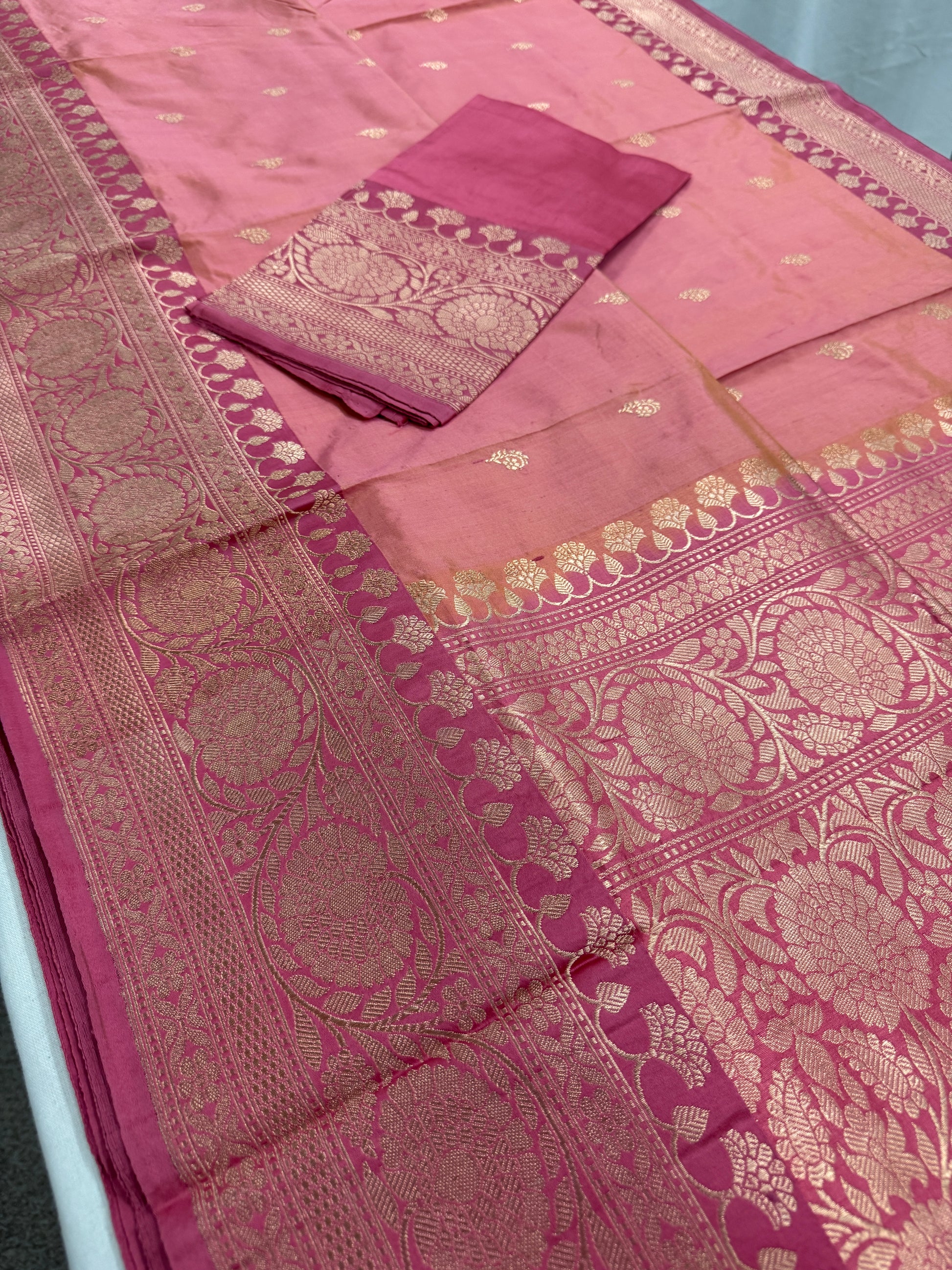 Silk Mark Certified Banarasi Saree in Pastel Pink - Indian Wedding Saree.