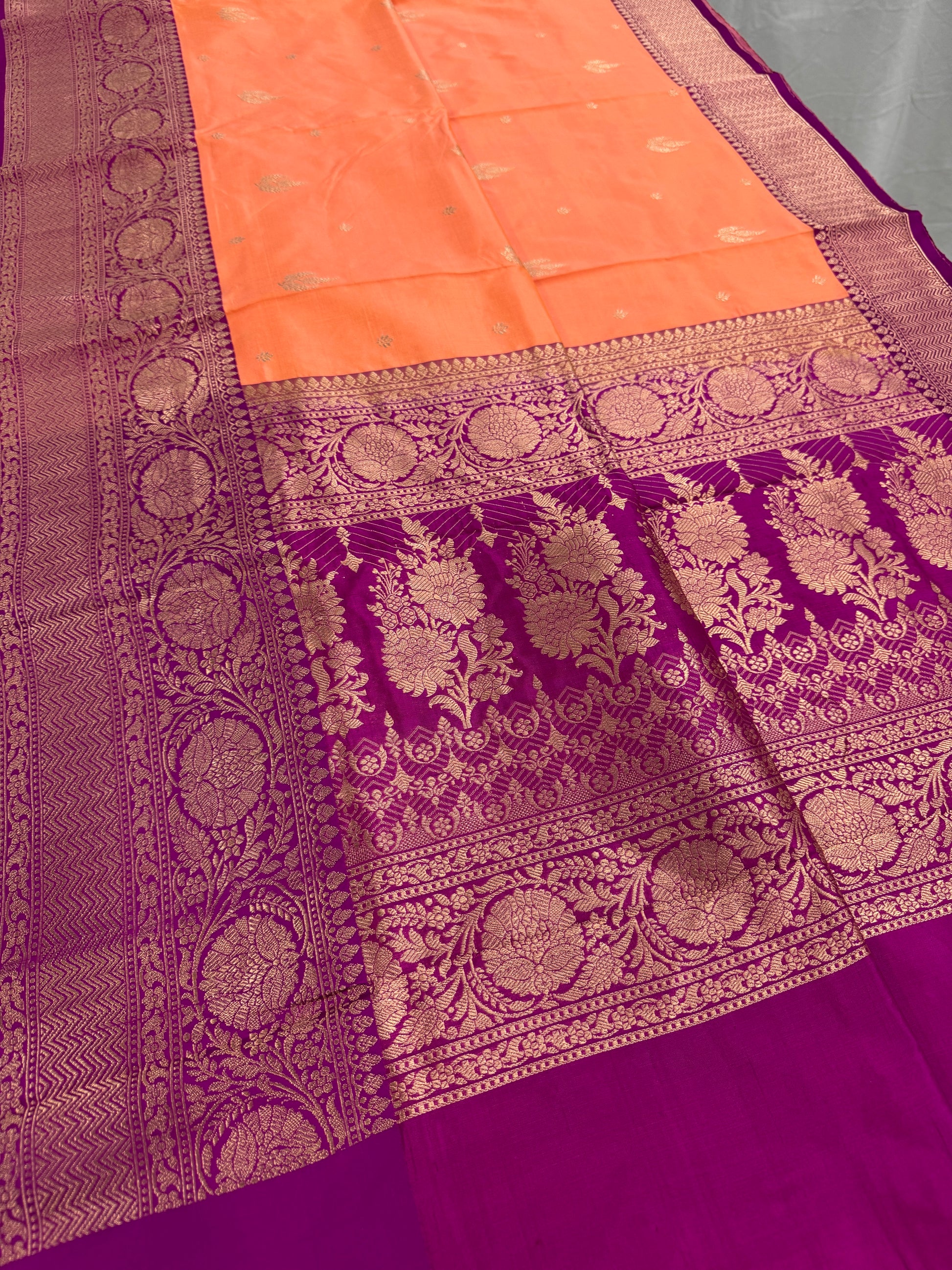 Banarasi Silk Saree with 36 Size Stitched Blouse - Pastel Collection.
