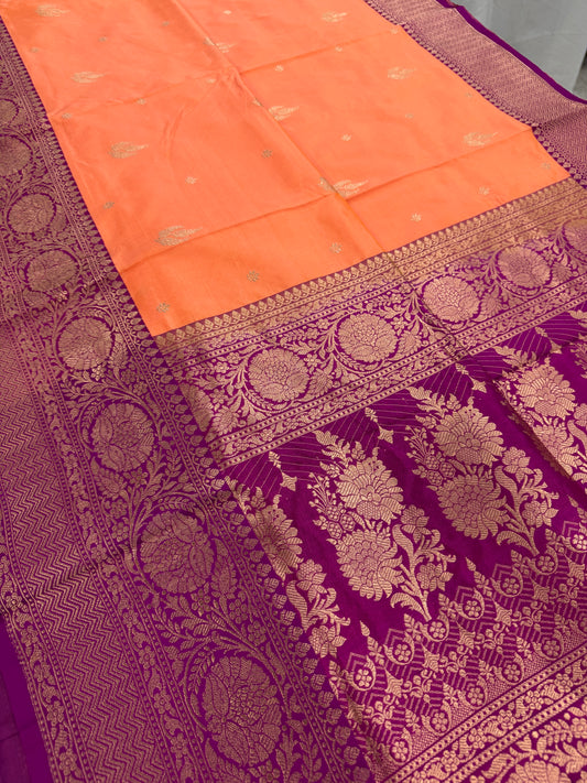 Banarasi Silk Saree with 36 Size Stitched Blouse - Pastel Collection.
