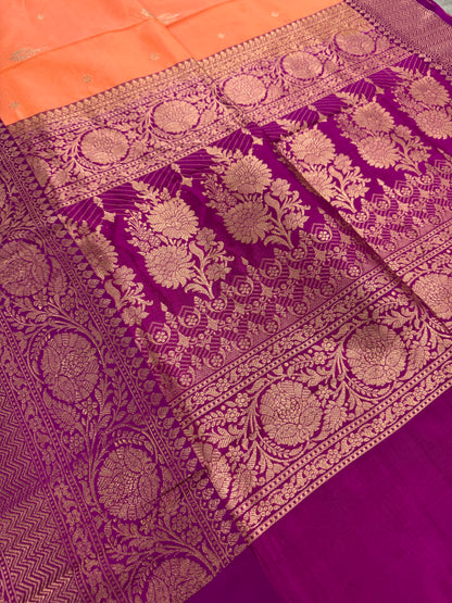 Banarasi Silk Saree with 36 Size Stitched Blouse - Pastel Collection.