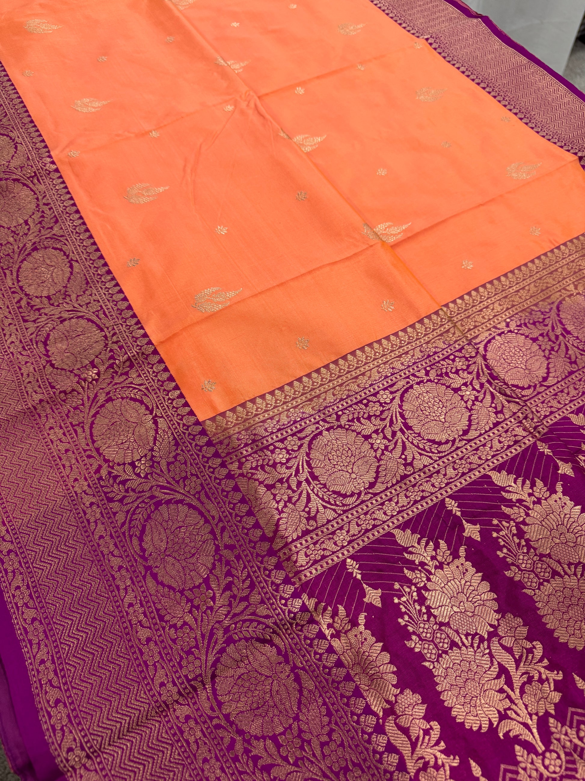 Banarasi Silk Saree with 36 Size Stitched Blouse - Pastel Collection.