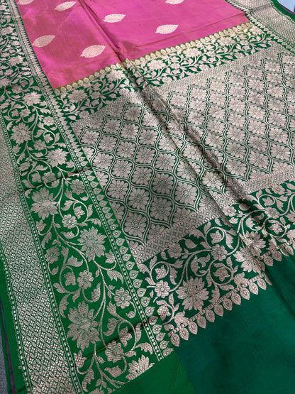 Banarasi Katan Silk Saree with 40 Size Stitched Blouse - Indian Wedding Saree.