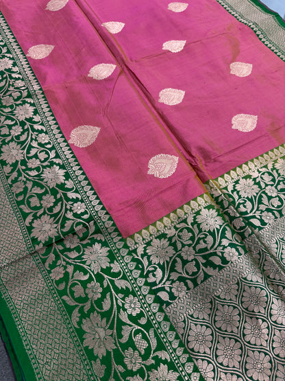 Banarasi Katan Silk Saree with 40 Size Stitched Blouse - Indian Wedding Saree.