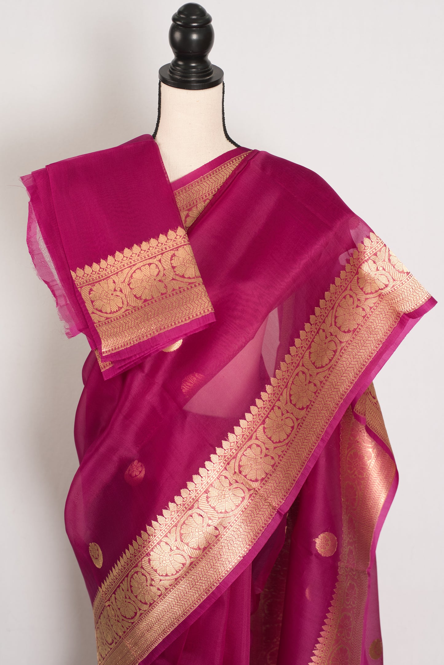 Gracy : Purple and Gold Chand Sitara Kora Organza Banarasi Saree image 2