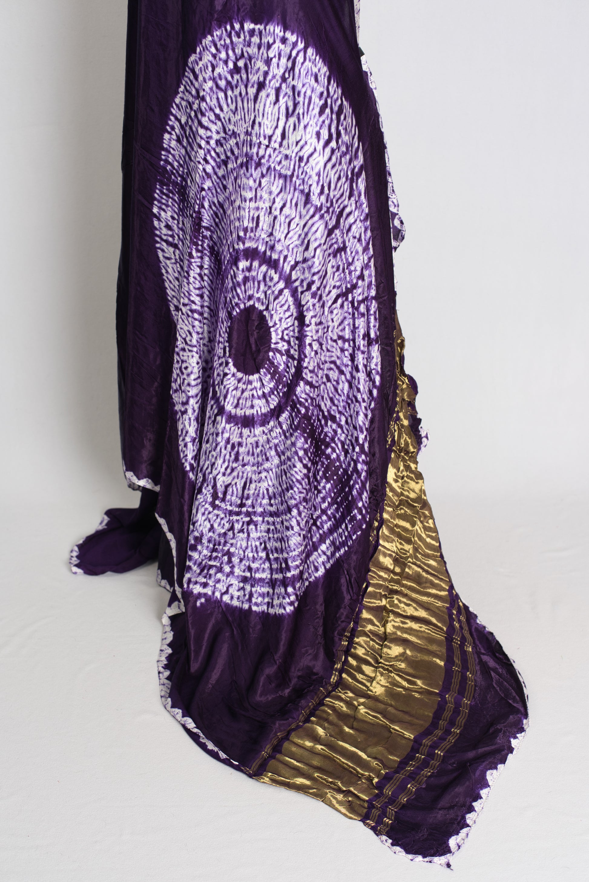 Nadia : Eggplant Purple Modal Silk Saree with Hand Shibori Border image 4