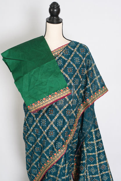 Gini | Greenish Blue Gharchola Saree| Budget-Friendly Lightweight Festive Wear image 2