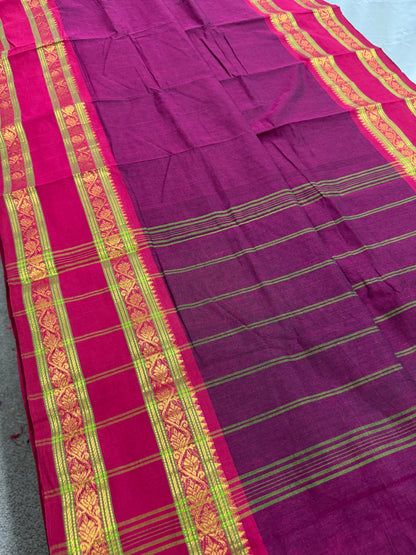 Kalyani : Handwoven Kanchi Cotton Saree in Maroonish Purple image 2