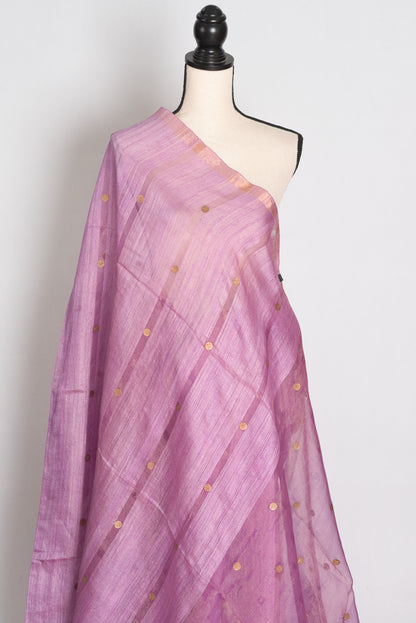 Sangya Lavender Pure Matka Tissue Bengali Handwoven Saree with Woven Gini Sequin image 4