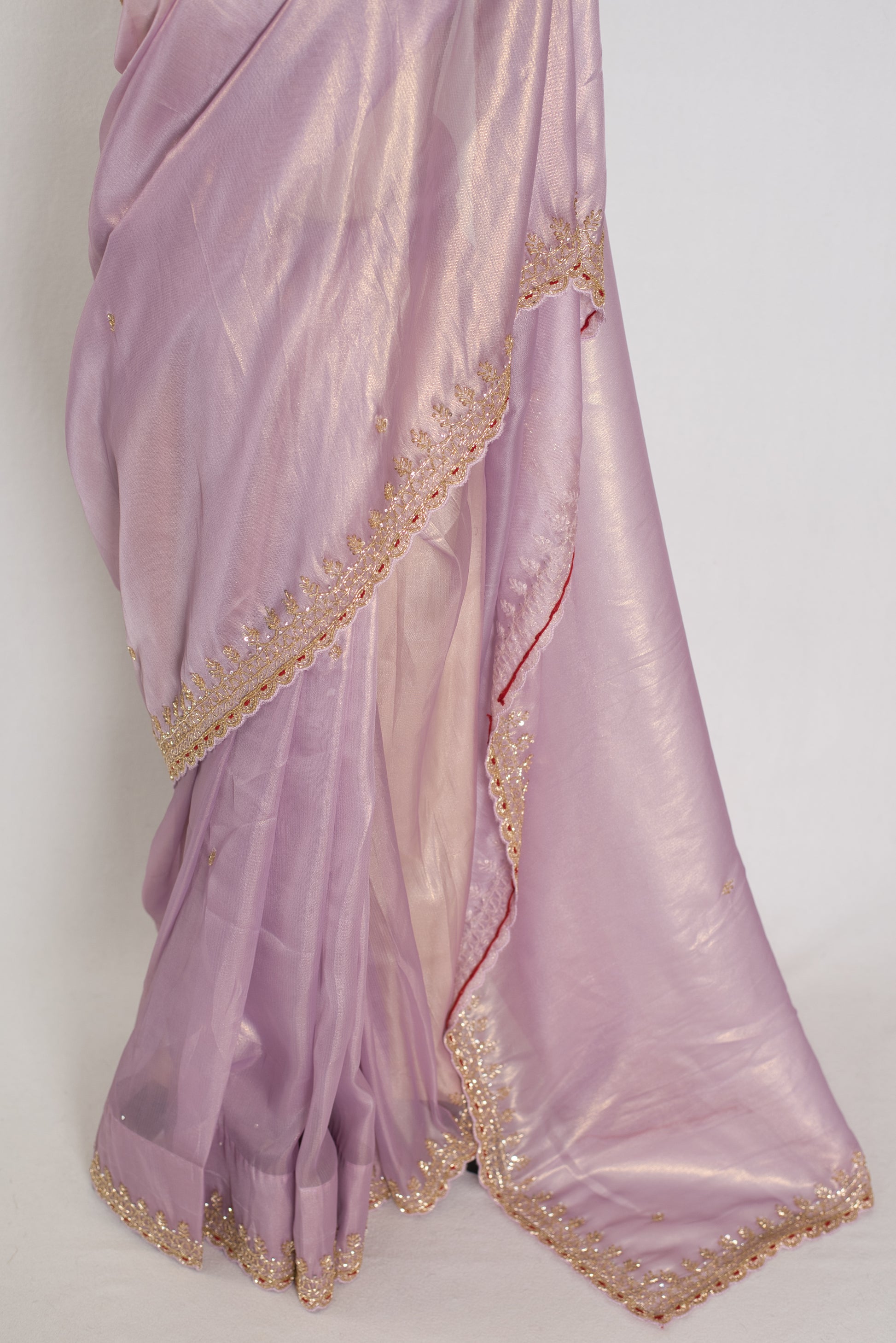 Mahi: Lavender Tissue Designer Saree | Bollywood Style Indian Partywear Saree image 5