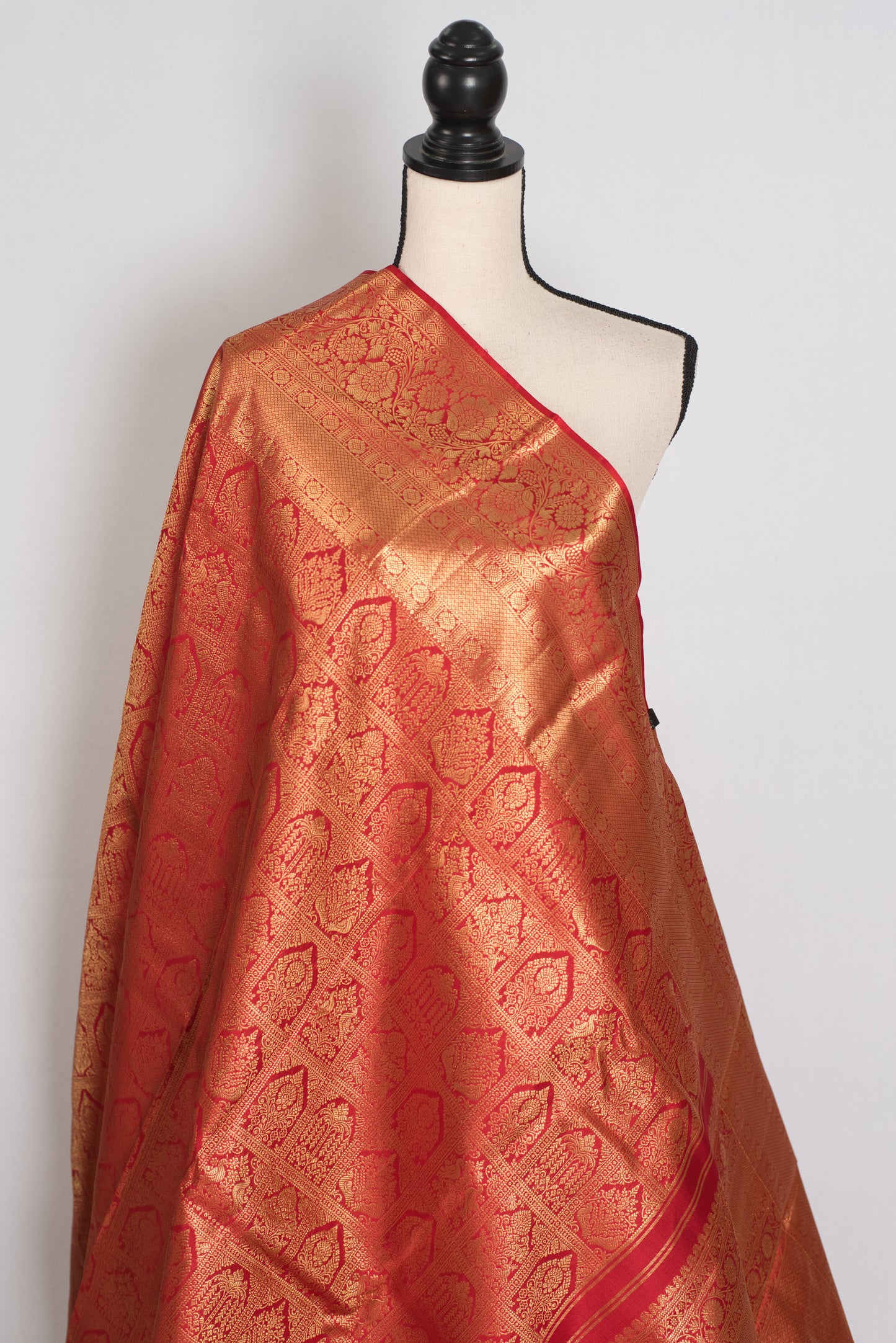 Hema : Red & Gold Bridal Kanjivaram Brocade Silk Saree (Silk Mark Certified) image 4