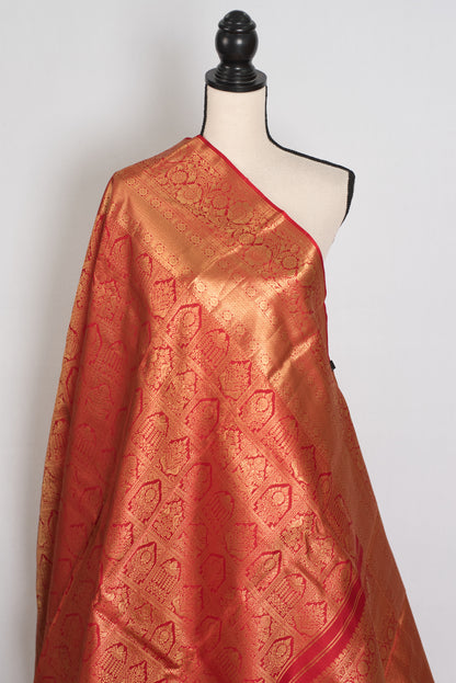 Hema : Red & Gold Bridal Kanjivaram Brocade Silk Saree (Silk Mark Certified) image 4
