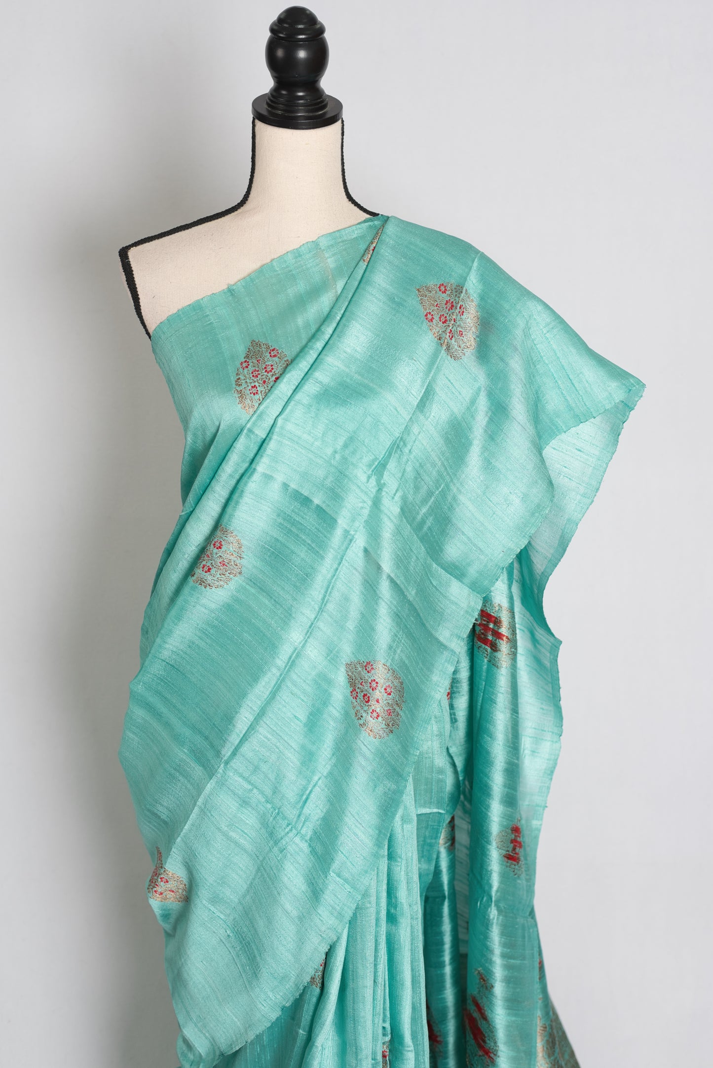 Disha : Mint Green Raw Silk Banarasi Saree | Silk Mark Certified image 6