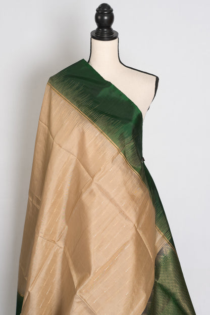 Mehuli : Clay Brown and Bottle Green Lightweight Kanjivaram Silk Saree image 5