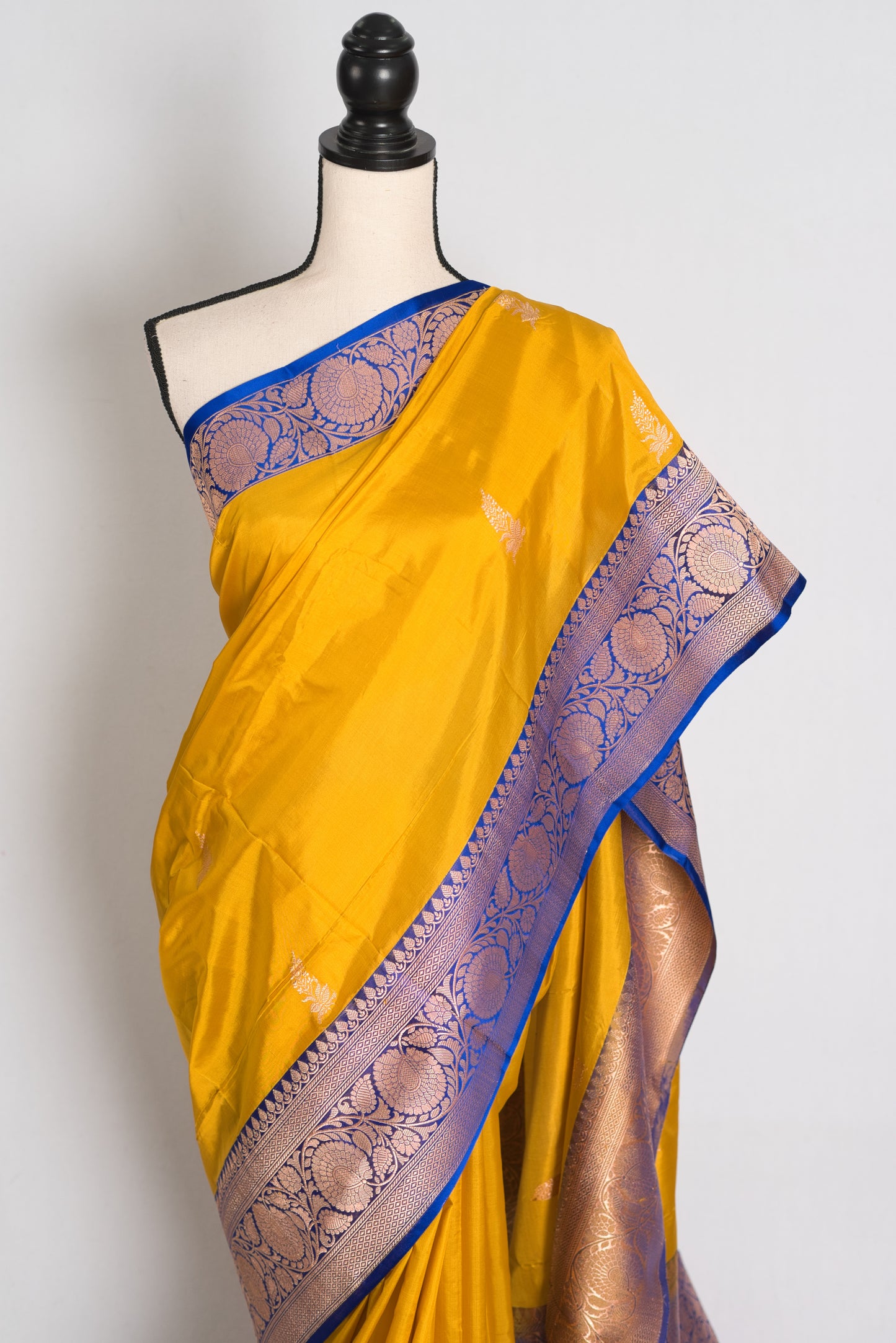 Shukti : Yellow Pure Katan Banarasi Silk Saree with Gold Zari | Silk Mark image 6