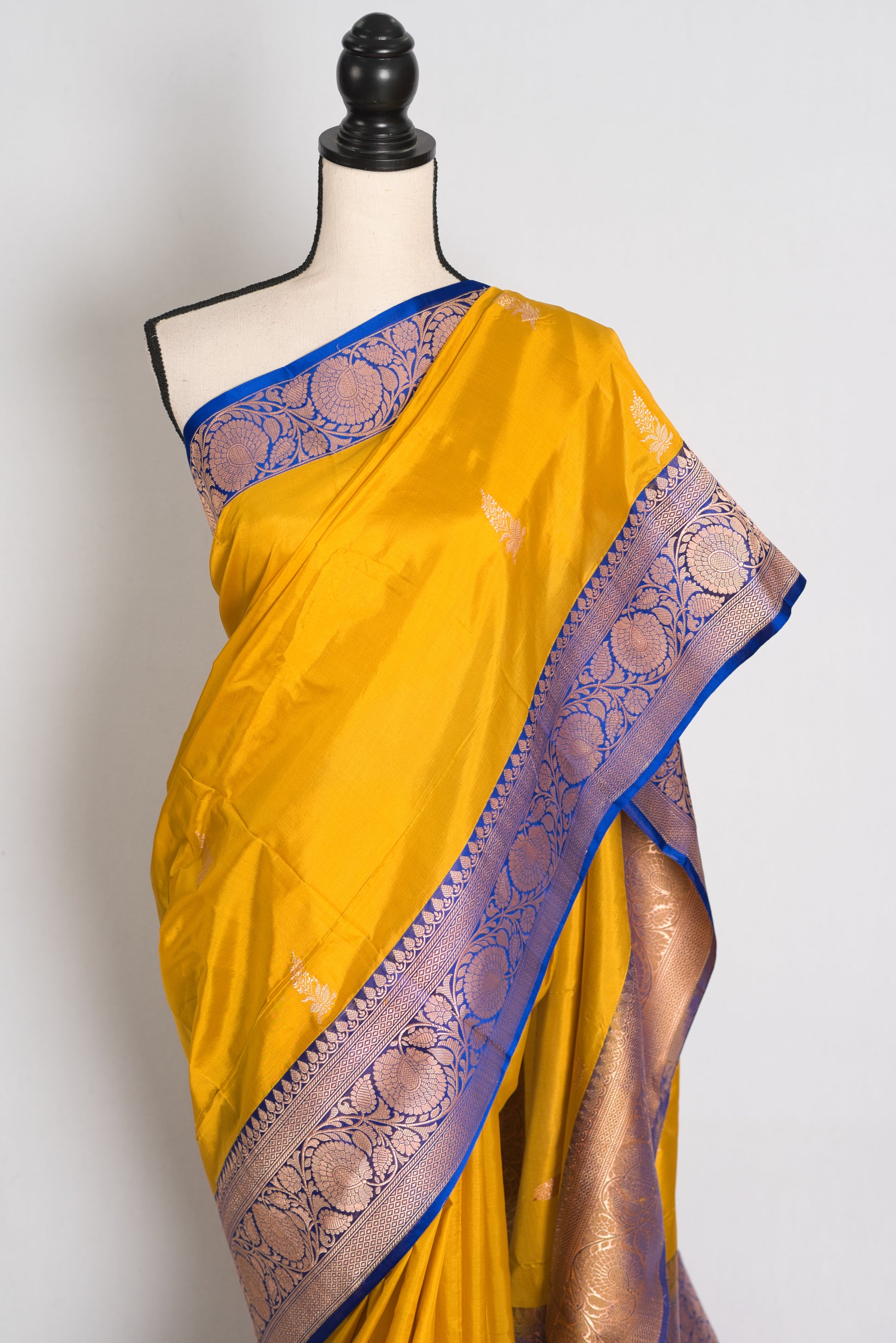 Shukti : Yellow Pure Katan Banarasi Silk Saree with Gold Zari | Silk Mark image 6