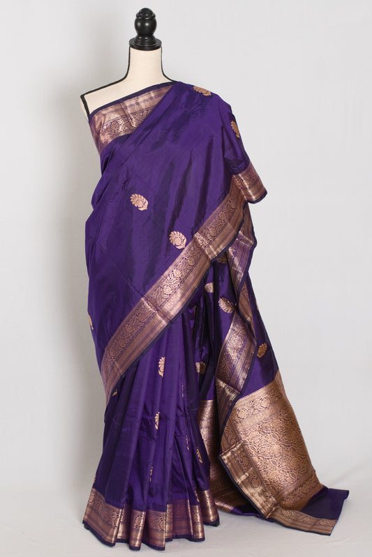 Leela | Royal Purple Katan Banarasi Silk Saree | Lightweight Handloom Luxury image 0