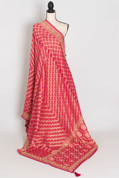 Afrin | Rani Pink Semi Georgette Saree | Pre-Stitched Size 38 Blouse image 3