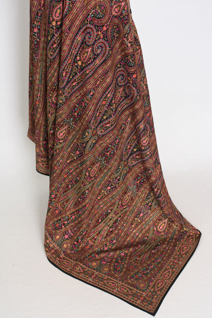 Pritha | Black Georgette Saree | All-Over Intricate Kashmiri Embroidery Jaal image 4