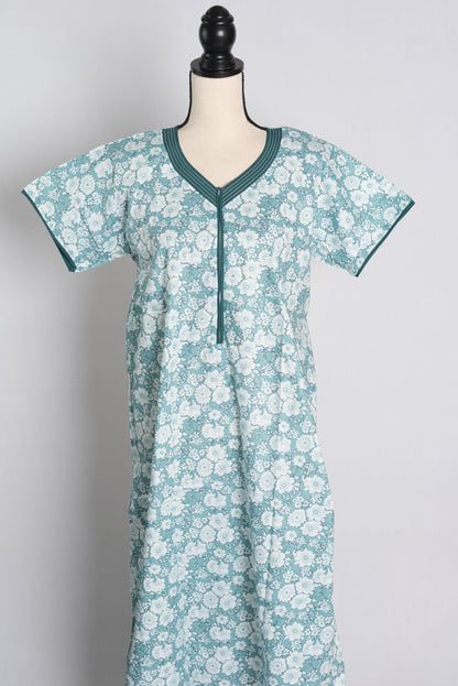 Printed Blue Cotton Nightwear in Regular Size image 0