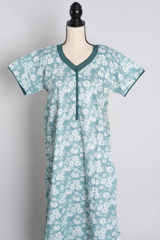 Printed Blue Cotton Nightwear in Regular Size image 0