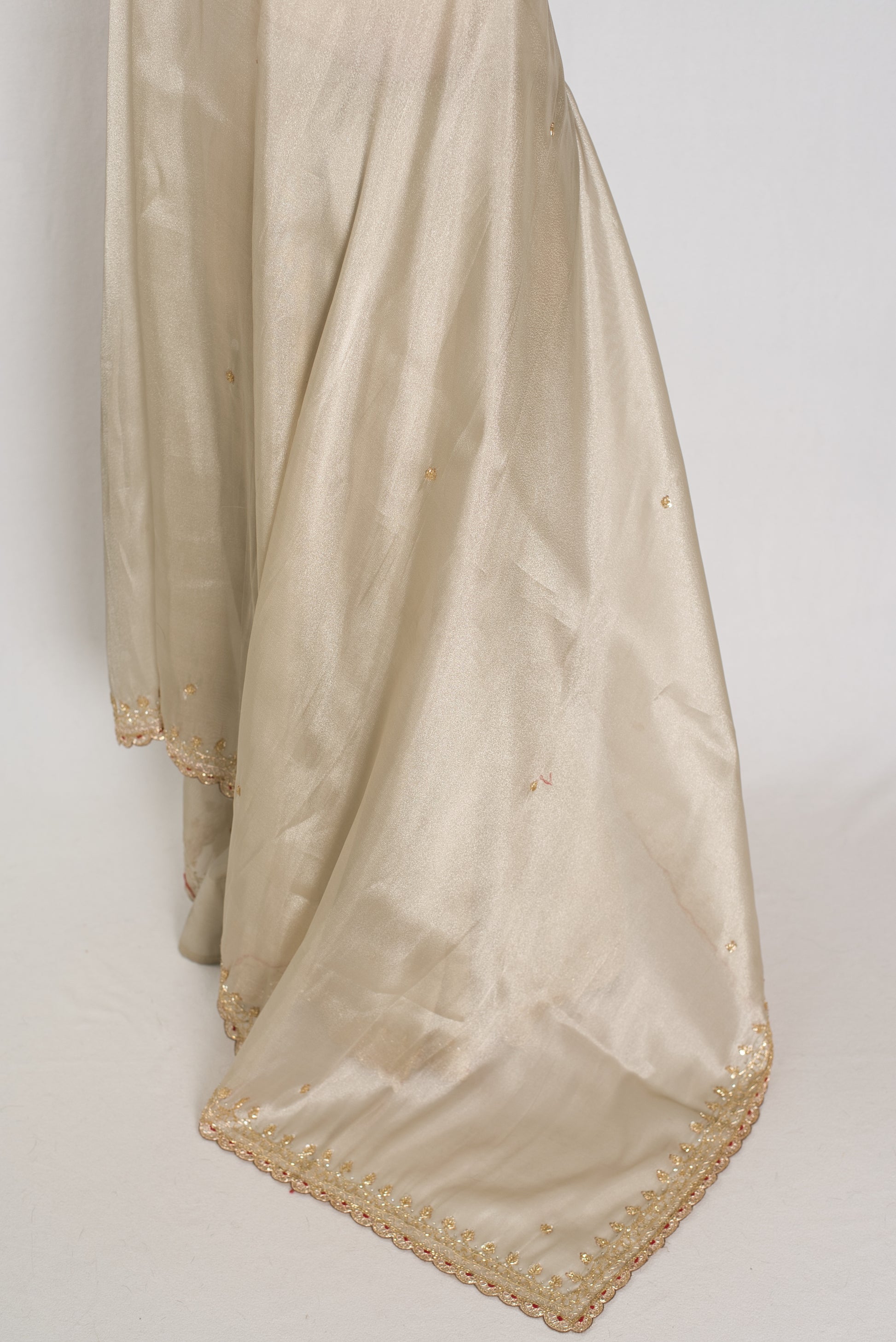 Rebecca : Tissue Designer Saree in Silver with Cut Dana Embroidery | Partywear image 4