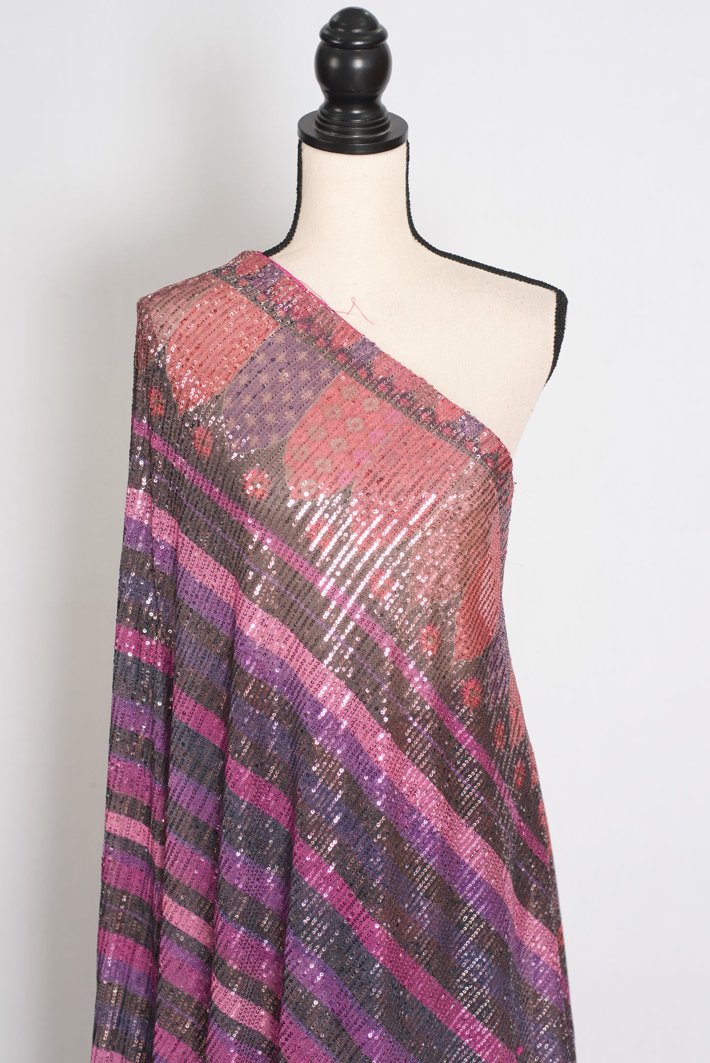 Ruhi | Pink Designer Sequin Saree | Bollywood Style Multi-Tonal Striped Shimmer image 4