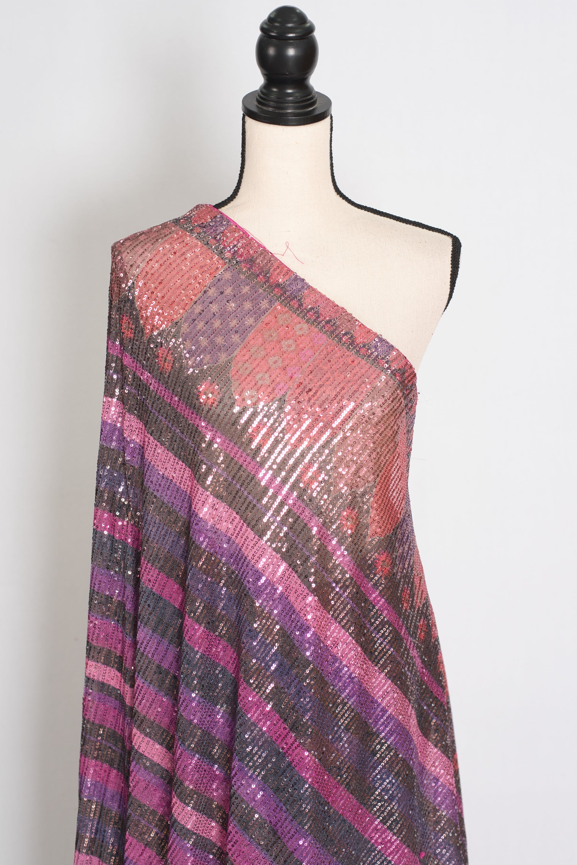 Ruhi | Pink Designer Sequin Saree | Bollywood Style Multi-Tonal Striped Shimmer image 4