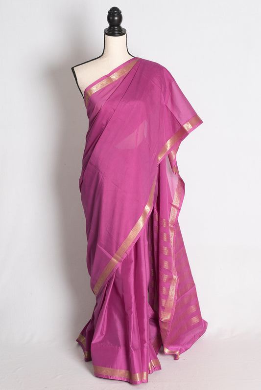 Parul: Purple and Gold Semi Mysore Silk Saree image 0