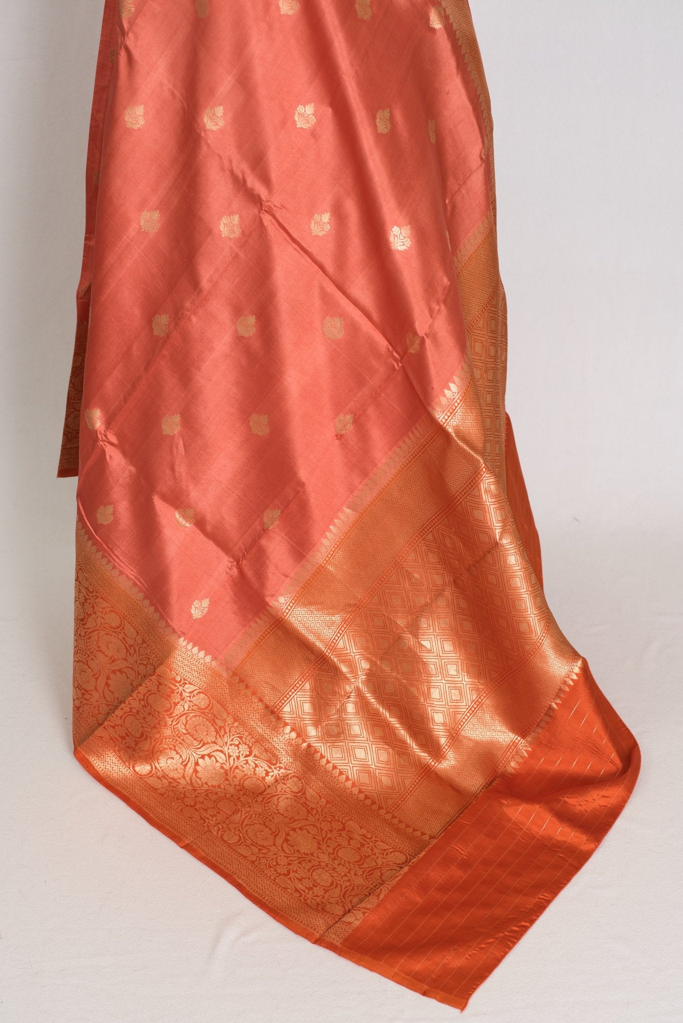 Aanya: Unique Mango Katan Banarasi Silk Saree with Wide Zari Border - Saree Mandi