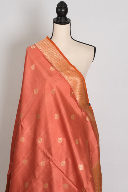 Aanya: Unique Mango Katan Banarasi Silk Saree with Wide Zari Border - Saree Mandi