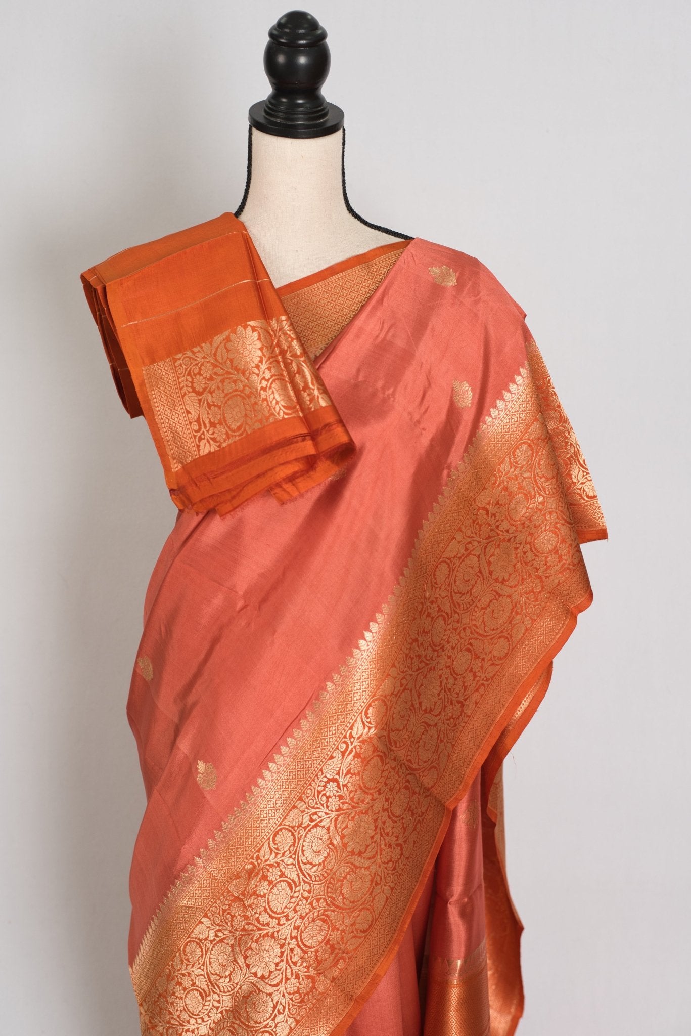 Aanya: Unique Mango Katan Banarasi Silk Saree with Wide Zari Border - Saree Mandi
