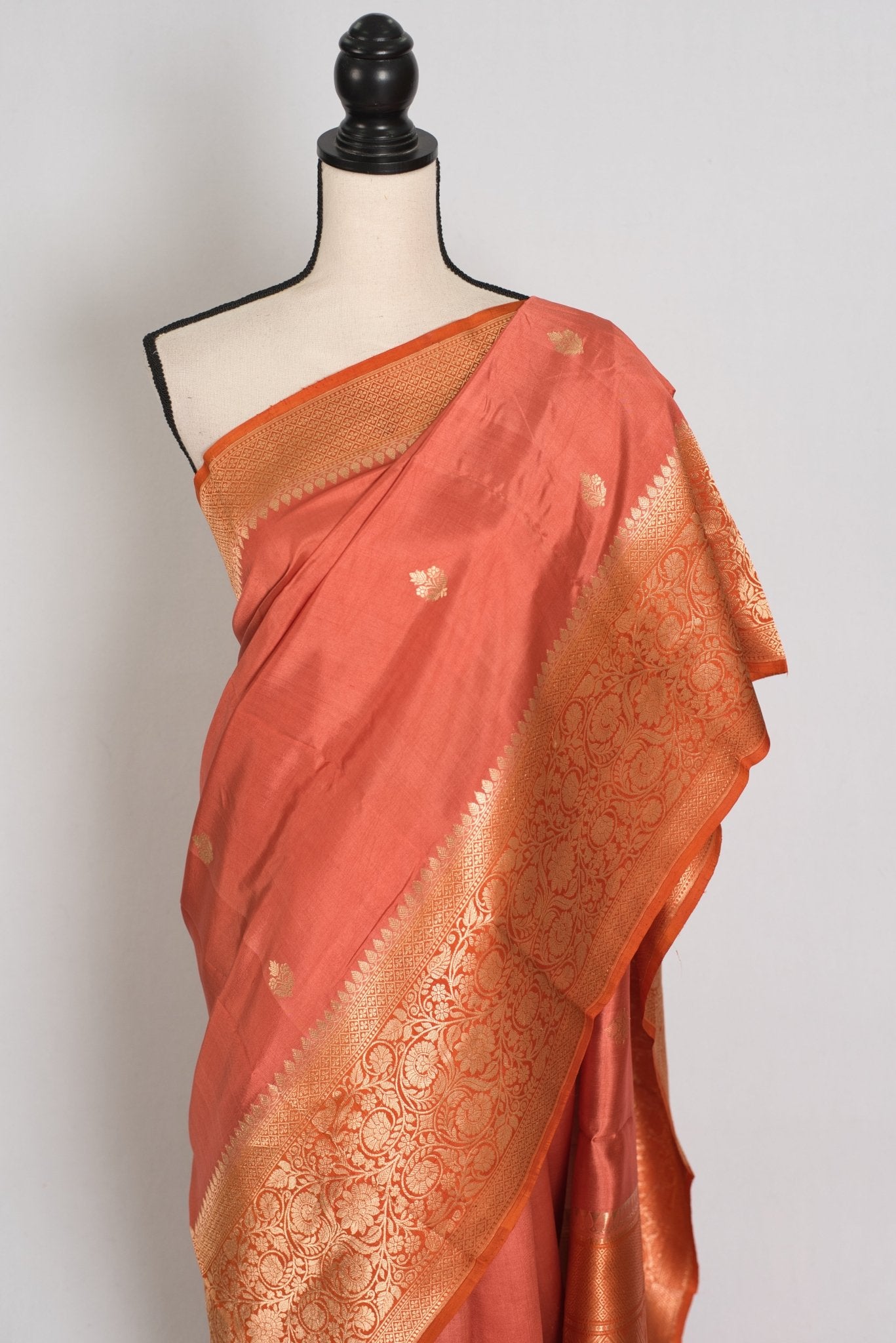 Aanya: Unique Mango Katan Banarasi Silk Saree with Wide Zari Border - Saree Mandi