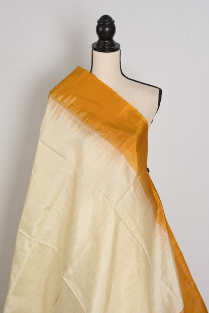 Priya : Cream & Mustard Yellow Pure Silk Kanjivaram Saree | Silk Mark Certified image 4