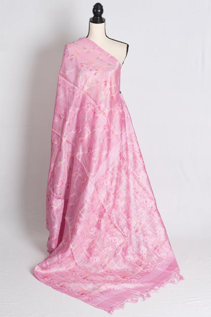 Ranjana : Bengal Tussar Silk Jamdani Saree in Pink image 1