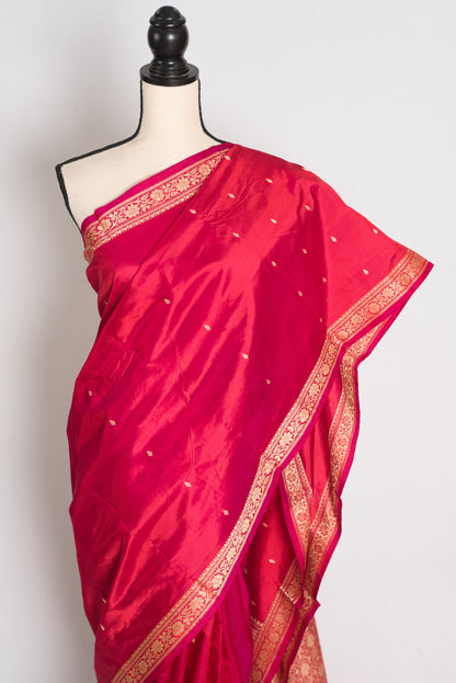 Rosy Pink Banarasi saree — blouse piece