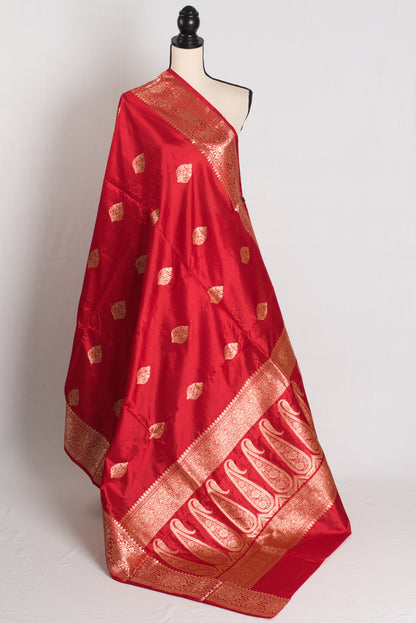 Vermillion : Red Bridal Banarasi Silk Saree image 1