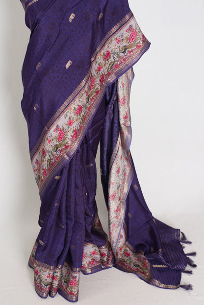 Fiza | Deep Purple Dola Silk Banarasi Saree | Lightweight Luxury image 6