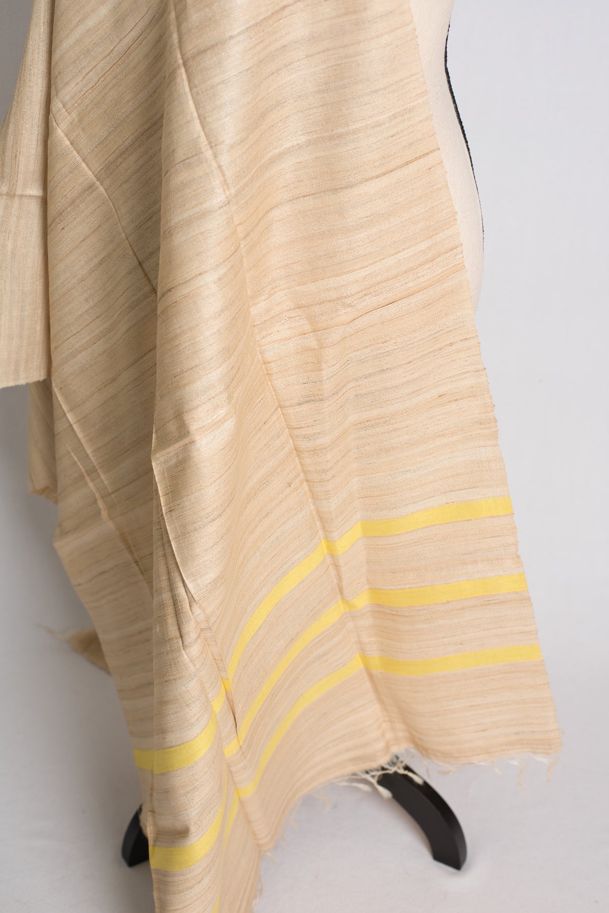 Silk Mark Certified Tussar Silk Shawl in Beige and Yellow image 1