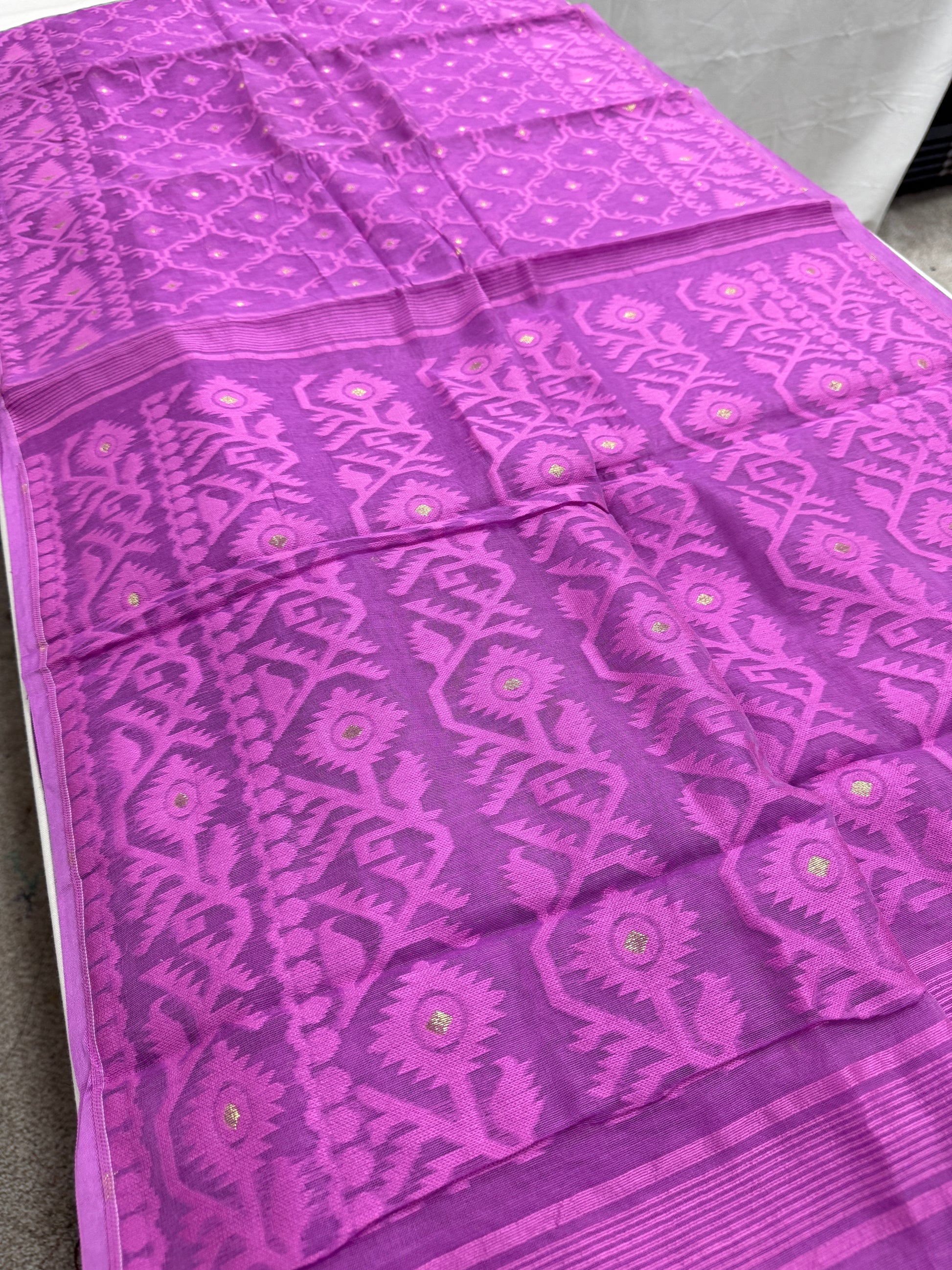 Ananya : Mauve Blended Soft Cotton Jamdani Saree image 1