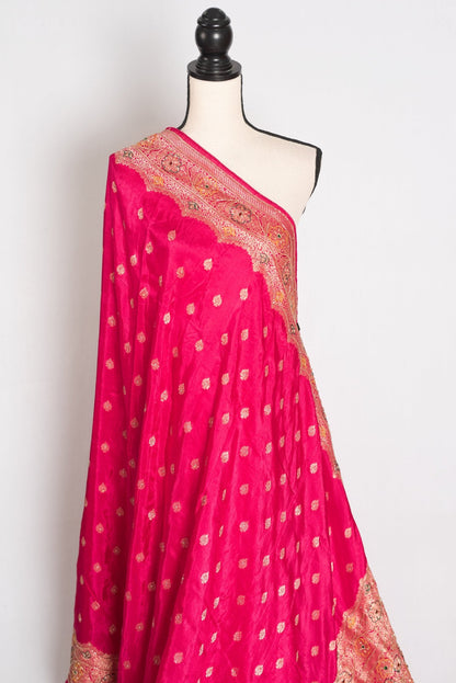 Pink Banarasi saree — pallu view