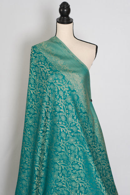 Rini | Rama Green Semi Georgette Banarasi Saree | Pre-Stitched Size 36 Blouse image 4