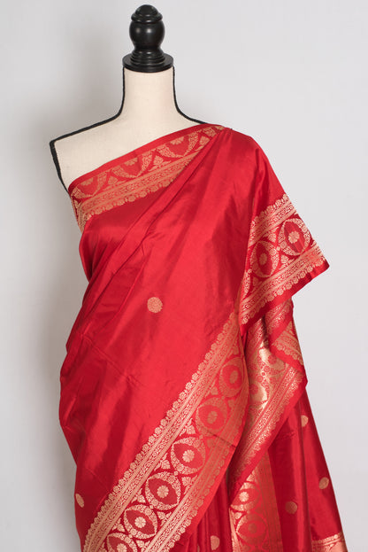 Radha : Red and Gold Handwoven Pure Silk Bridal Banarasi Saree | Silk Mark image 5