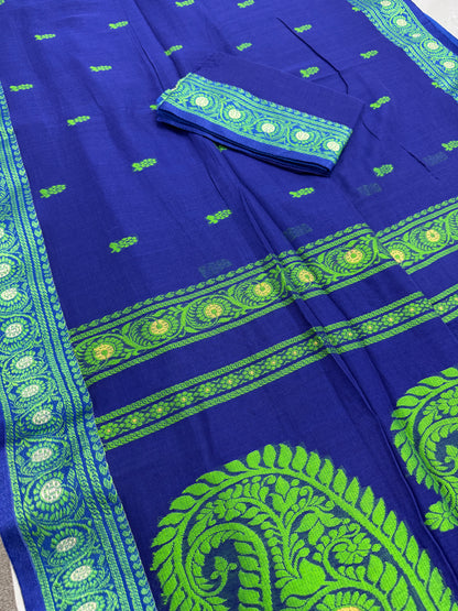 Gayetri : Blue and Green Cotton Baluchari Saree image 1
