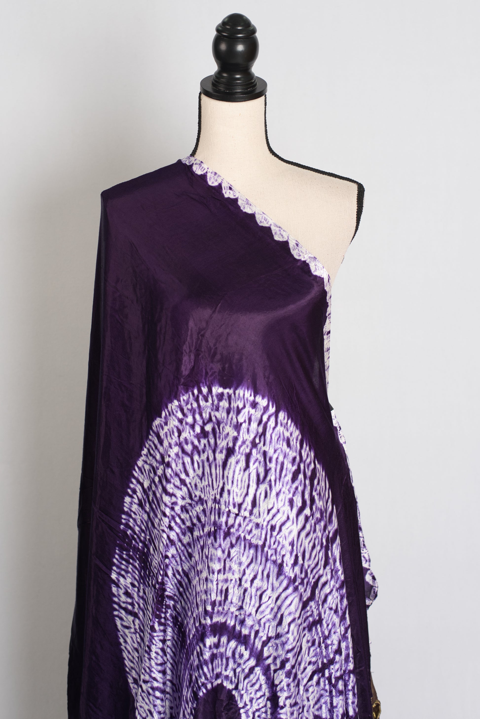 Nadia : Eggplant Purple Modal Silk Saree with Hand Shibori Border image 3