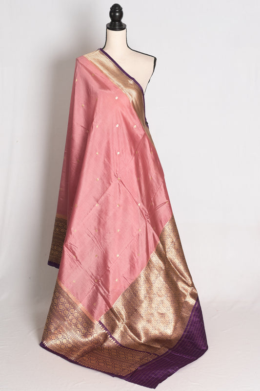 Ritaja: Pastel Purple Banarasi Silk Saree with Contrast Purple Wide Border image 1