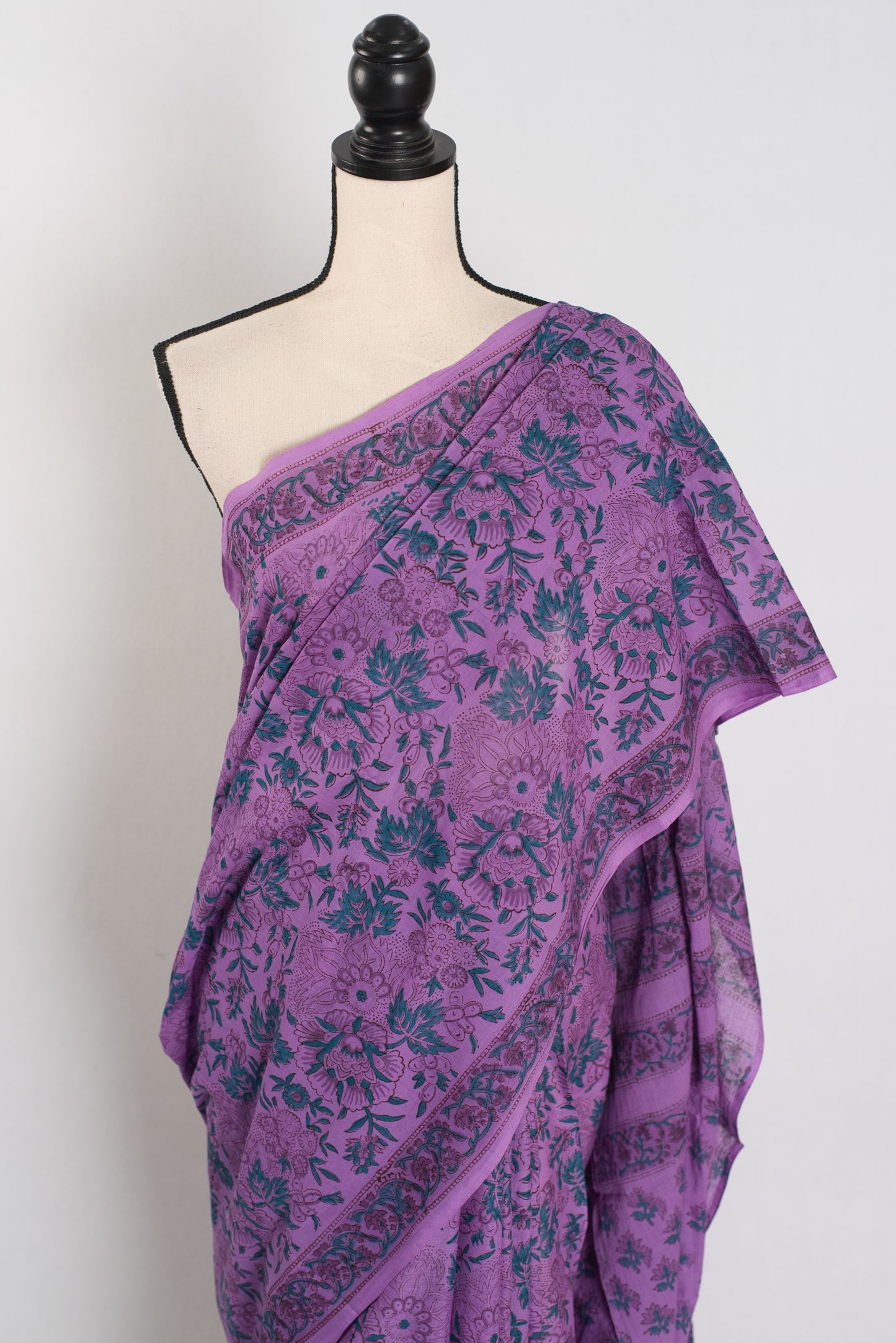 Archana: Mauve Kalamkari Printed Mulmul Cotton Saree | Elegant Ethnic Wear image 6