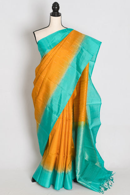 Kalyani Yellow and Sea Green Lightweight Kanjivaram Silk Saree image 0