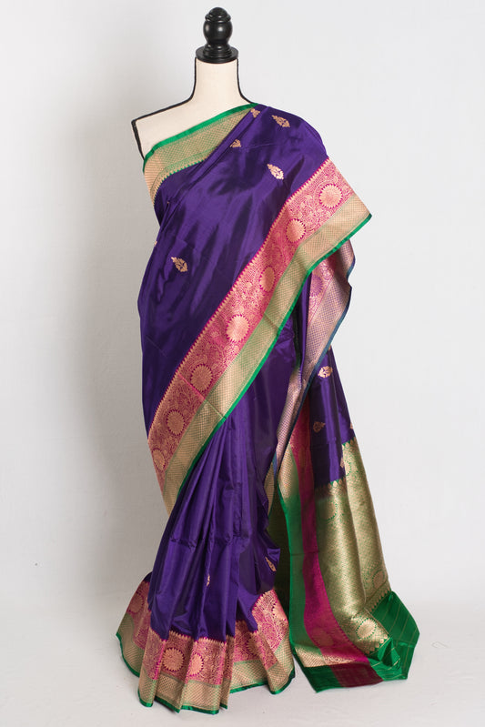 Nayana : Silk Mark Certified Purple Katan Banarasi Saree image 0