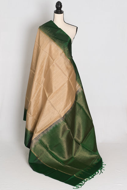 Mehuli : Clay Brown and Bottle Green Lightweight Kanjivaram Silk Saree image 1
